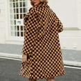 thumbnail image 6 of Jsaierl Faux Fur Checkerboard Coats for Women Shaggy Warm Outerwear Mid-Long Winter Furry Overcoat Open Front Cardigan Jackets, 6 of 8