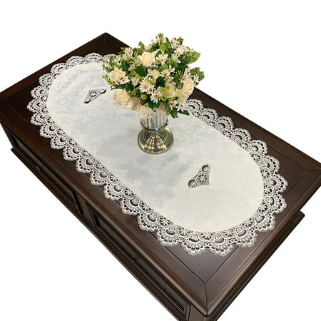 

Jueka Wedding Modern Home Decor Table Cloth Oval Cover Polyester Embroidered Lace