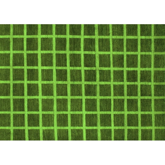Ahgly Company Indoor Rectangle Checkered Green Modern Area Rugs, 7' x 9'