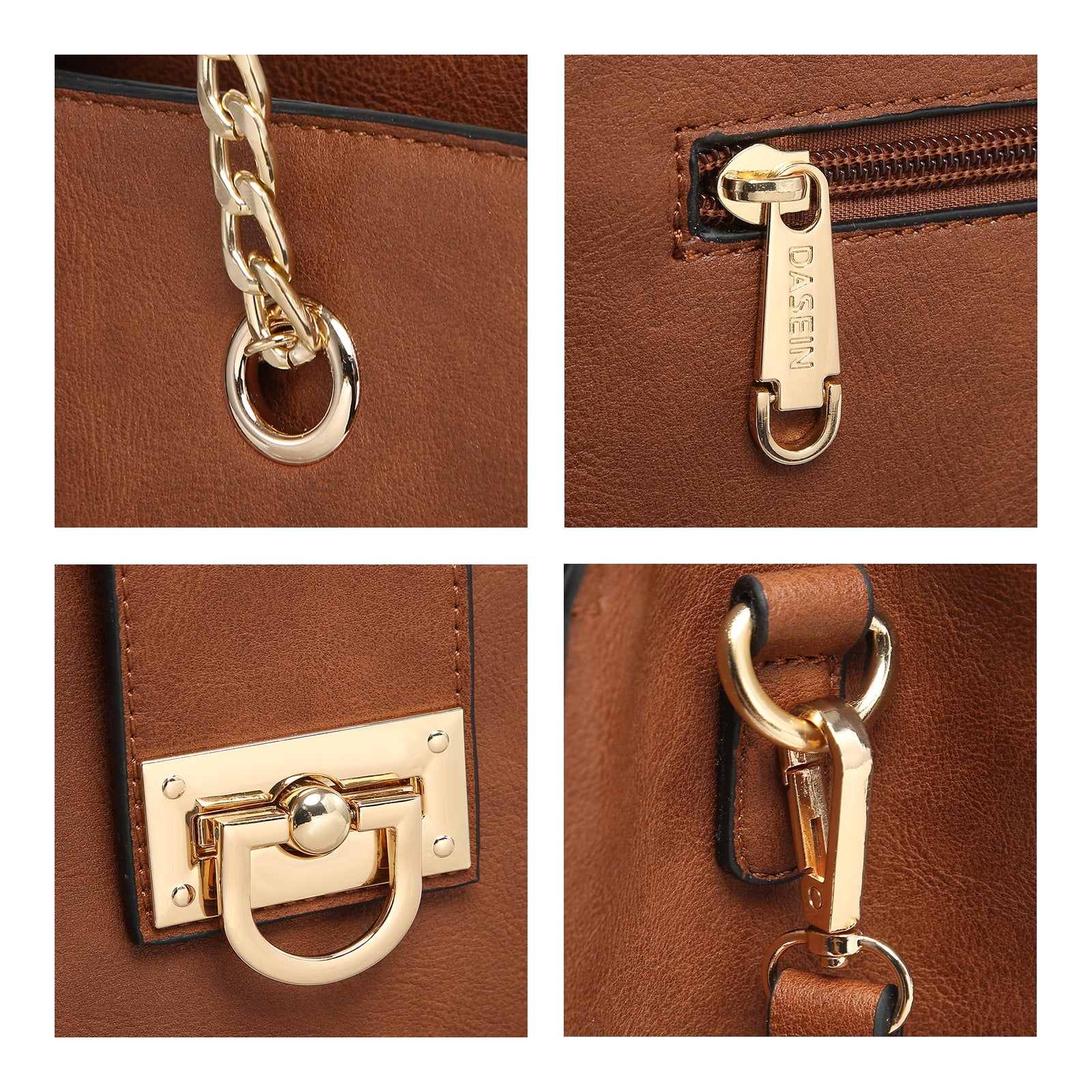 Dasein Hobo Handbag Vegan Leather Tote Chain Shoulder Purse for Women Satchel Bag With Matching Clutch