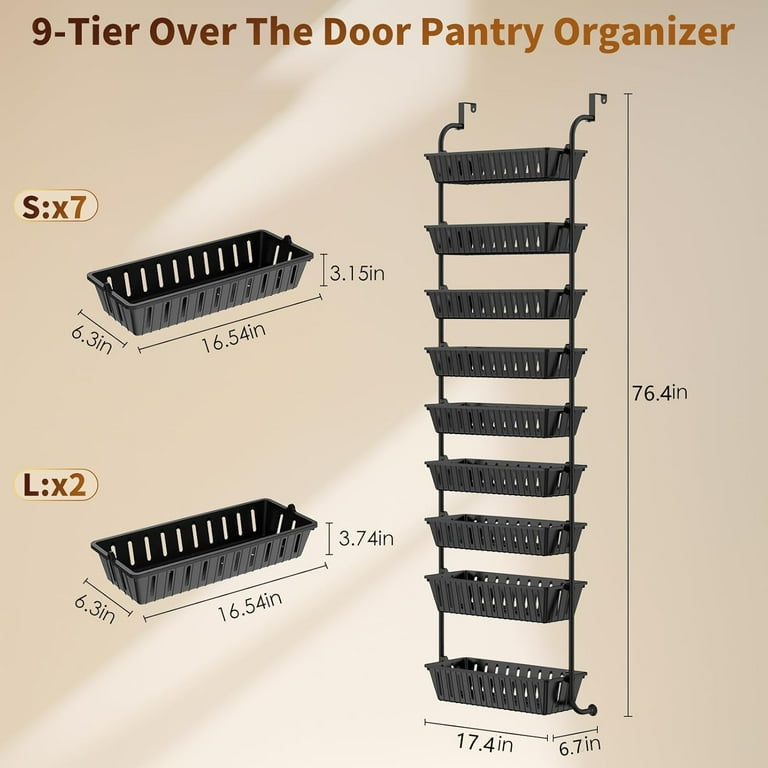 TAIMASI 9-Tier Over-the-Door Pantry Organizer, Black photo 6