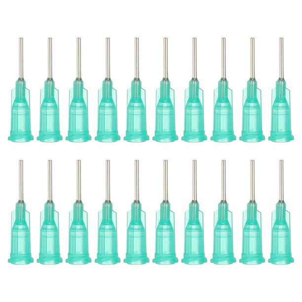 Agujas de dispensación de 18Ga, 52PCS, agujas de dispensación de punta roma de 1/2 pulgada con bloqueo Luer para rellenar tintas líquidas, adhesivos, aceites, verde