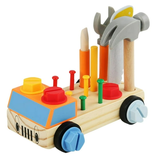 LOVEVERRepair Tool Box Tool Chest Wooden Toys Tool Car Cognition Toy Montessori Screwdriver Board Kids Toy Child Baby