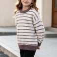 thumbnail image 6 of Spazoro Girls Striped Pullover Sweater Ribbed Cuffs, Loose Long Sleeve Round Neck Warm Casual Knit Jumper for Daily Wear Gray Size 9Months, 6 of 8
