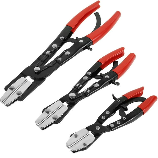 3PCS Hose Pincher Pliers 8/10/12inch Metal Steel Locking Ratcheting Hose Pinch Off Pliers for Automotive Hose Lines Radiator Lines Fuel Lines Coolant Lines