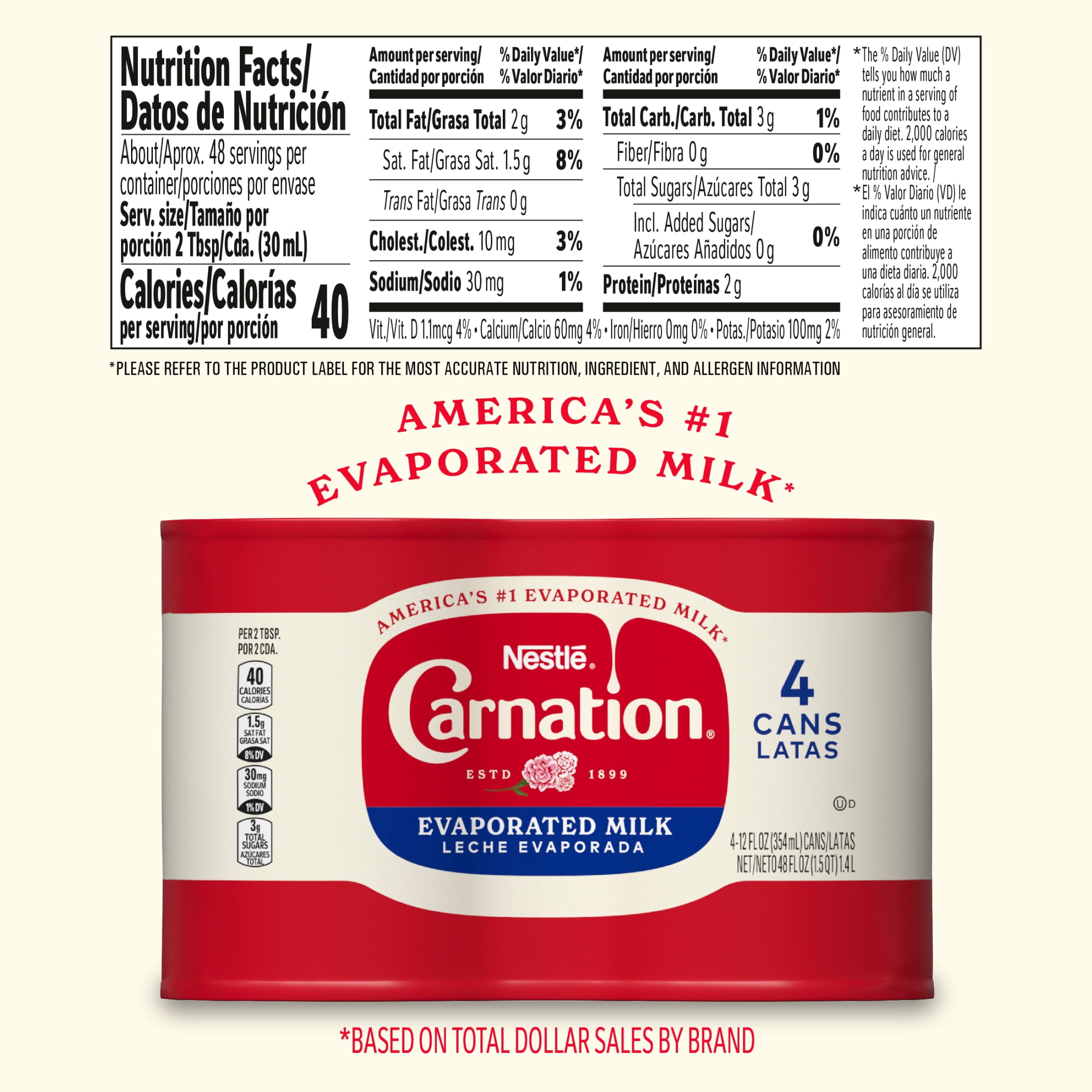 Nestlé Carnation Evaporated Milk Canned, Vitamin D Added, 4PK 12 fl oz