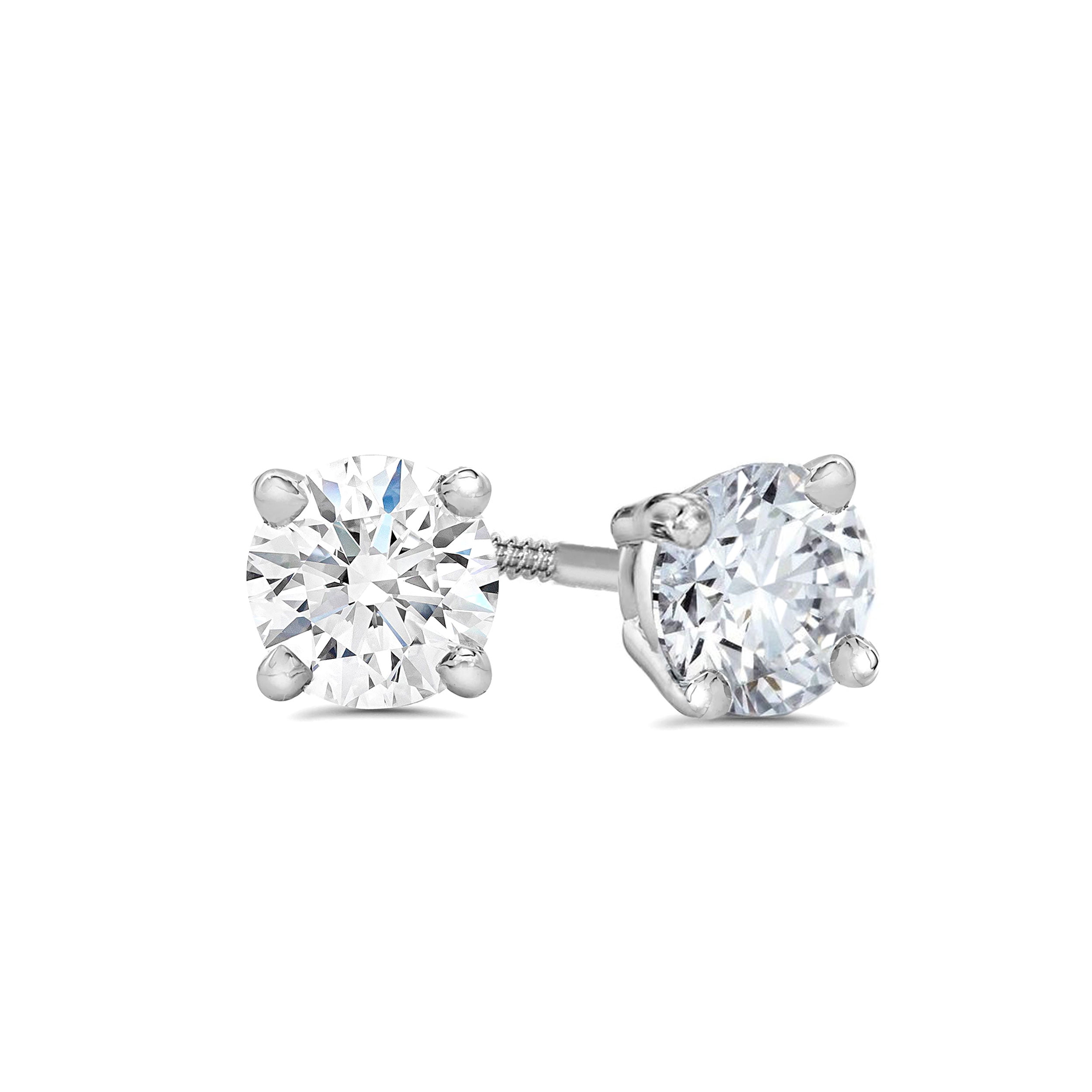 IGI Certified Lab Grown Diamond Stud Earrings for Women Set in 14k Gold Screw Backs (14K White Gold, 0.50 CTW (0.25 Carat Each Earring))