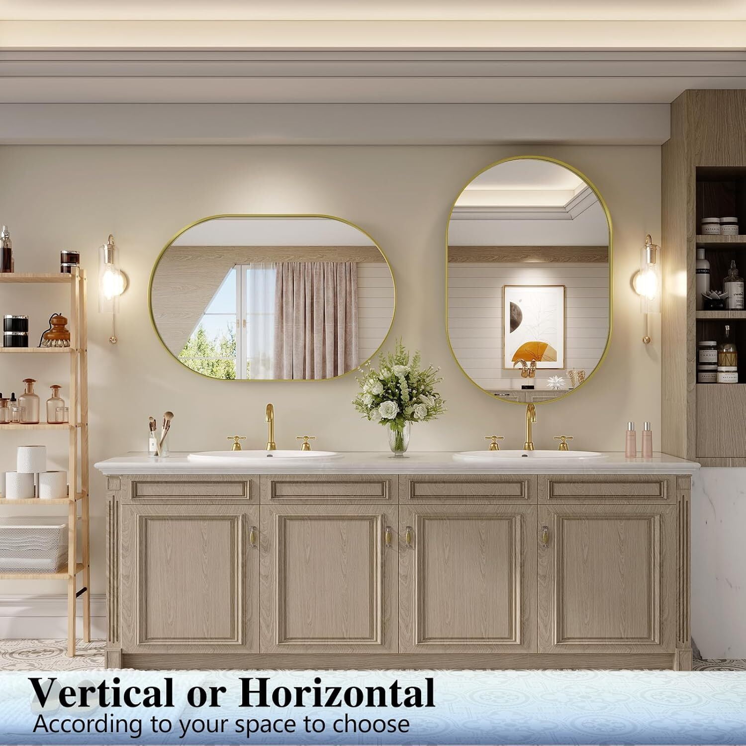 Lumora 24"x36" Oval Bathroom Mirror Wall Mounted Mirror with Metal Frame, Gold