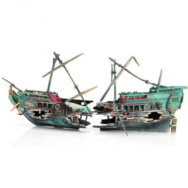 Aquarium Shipwreck Decorations Fish Tank Ornaments Resin Material Sunken Ship Decorations Eco Friendly For Freshwater Saltwater Aquarium Betta Fish Decorations Walmart Com Walmart Com