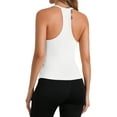 thumbnail image 3 of Allegra K Women's Slim-Fit Camisoles Ribbed Deep V-Neck Comi Workout Tank Top White M, 3 of 4
