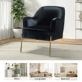 thumbnail image 6 of Velvet Upholstered Accent Chairs Set of 2 Metal Legs Curved Backrest Armchairs Bedroom Adult Black, 6 of 10