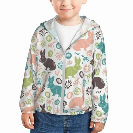

Zeuib Easter Rabbit Print Girls & Boys Sun Protection Hoodie with UPF 50+ Children’s Quick-Dry Jacket Perfect for Outdoor Activities-2 Years