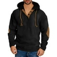 thumbnail image 2 of Men's Big and Tall Corduroy Hooded Sweatshirt with Color Block Design and Stand Collar, 2 of 7