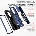 thumbnail image 4 of Galaxy Z Fold 6 Kickstand Armor Case with Slide Camera Lens Protection Cover Built-in 360° Rotate Ring Holder Stand Magnetic Military Shockproof Phone Cover Case for Samsung Galaxy Z Fold 6, Blue, 4 of 9