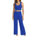thumbnail image 4 of Womens Fashion New Loose Casual Solid Color Long Sleeved Pants Tank Three Piece Set Sleek Casual Wear, 4 of 6