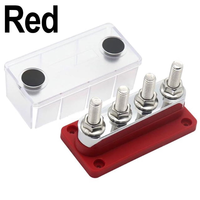 1pcs Power Distribution Block BusBar, 600A,48V DC Bus Box with 4 Posts(3/8)