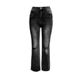 thumbnail image 7 of XPMWRP Women High Waisted Distressed Flare Jeans Ripped Bell Bottom Denim Pants Casual Streetwear Black S, 7 of 7