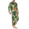 thumbnail image 3 of Kll Pineapples Palm Leaves Sleepwear Mens Flannel Pajamas,Long Cotton Pj Set, 3 of 9