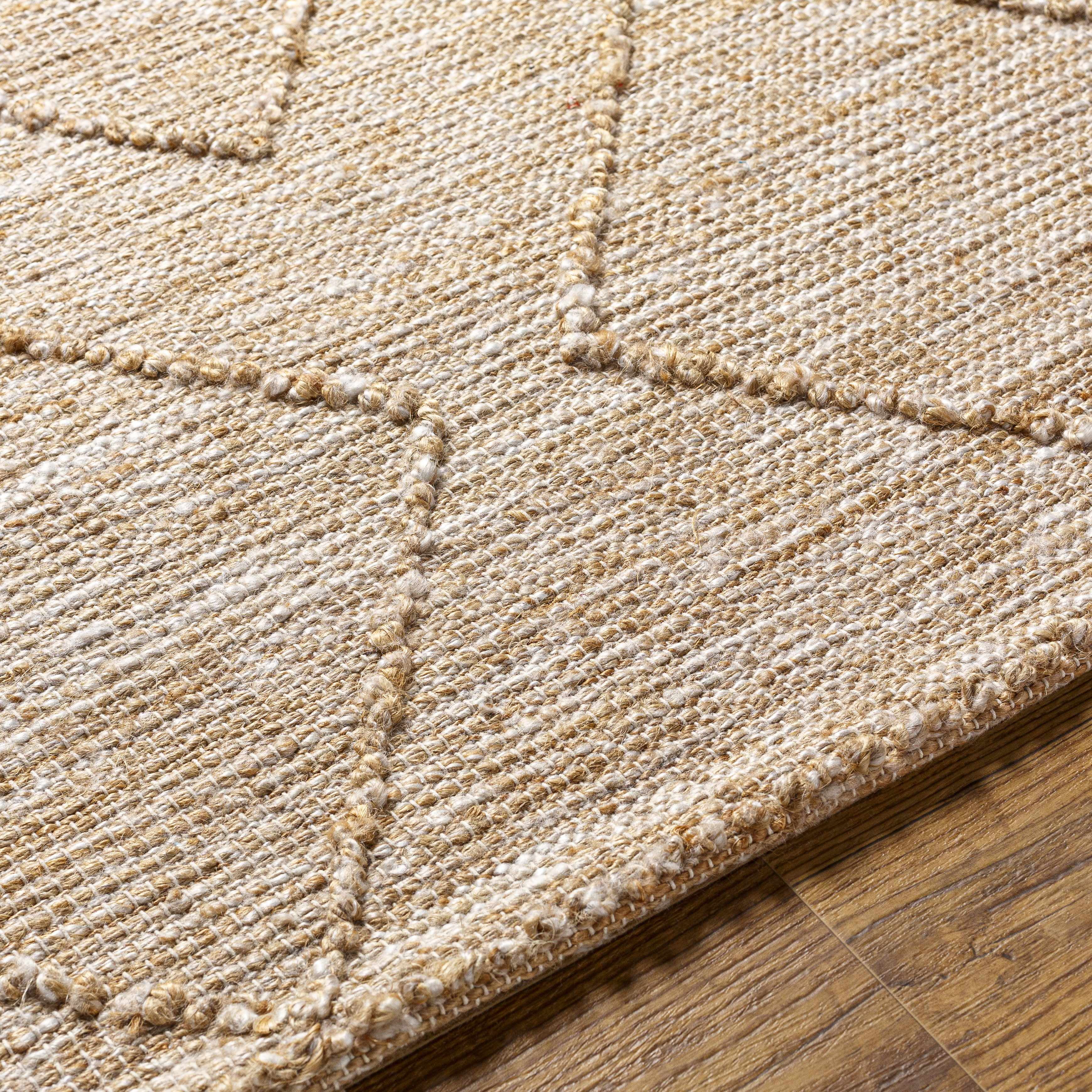 Hauteloom Buse Jute Living Room, Bedroom Area Rug - Bohemian, Transitional - Tan, Cream, Off White - 2' x 3'