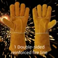thumbnail image 2 of Extreme fire and heat resistant gloves, leather with kevlar stitching, perfect for fireplace, stove, oven, grill, welding, 2 of 5