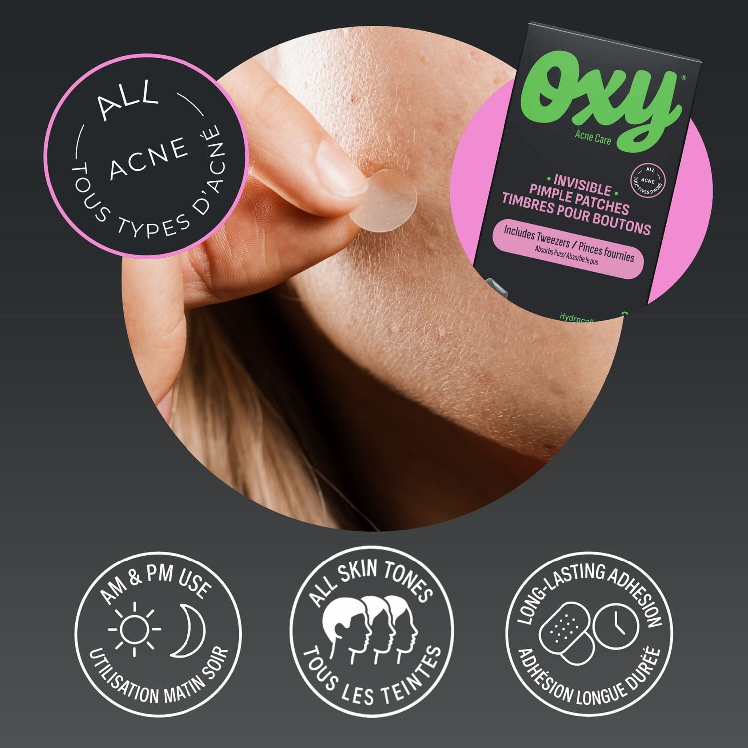 Oxy Invisible Pimple Patches for Acne, – Hydrocolloid Acne Patches with Tweezers, Variety pack – Absorbs Pus, Long-Lasting, Day & Night Use