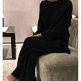 thumbnail image 1 of Conjunto de suéter de punto para mujer, ropa de calle diaria, básica, pura, Simple, suave, deportiva, pantalón, cuello redondo, manga larga, Otoño e Invierno, 1 of 4