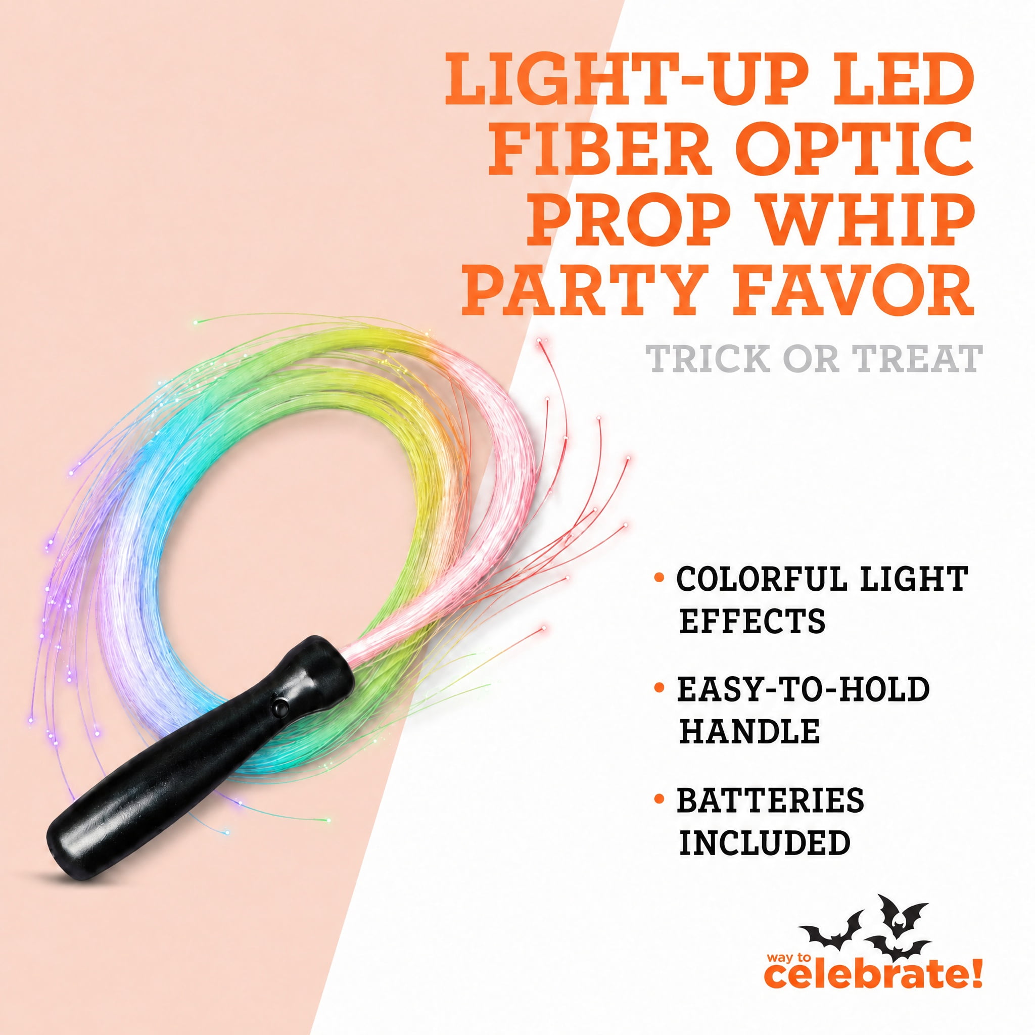 Light-Up LED Fiber Optic Prop Whip Party Favor, Multicolor, Halloween by Way To Celebrate