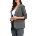 thumbnail image 4 of INSPIRE CHIC Work Office Blazer for Women's Shawl Collar Ruched 3/4 Sleeves Dressy Suit Blazer XL Dark Gray, 4 of 6