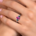 thumbnail image 4 of Gem Stone King 925 Silver and 10K Yellow Gold Pink Created Sapphire and Blue Diamond Engagement Ring for Women | 2.19 Cttw | Oval 8X6MM | Gemstone September Birthstone | Size 6, 4 of 6