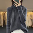 thumbnail image 1 of Suéter de cachemira, suéter de punto con capucha para mujer, suéter de moda coreana, sudadera con capucha holgada que combina con todo, 1 of 6
