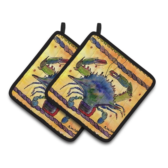 Carolines Treasures 8056PTHD Crab Pair of Pot Holders, 7.5HX7.5W, multicolor