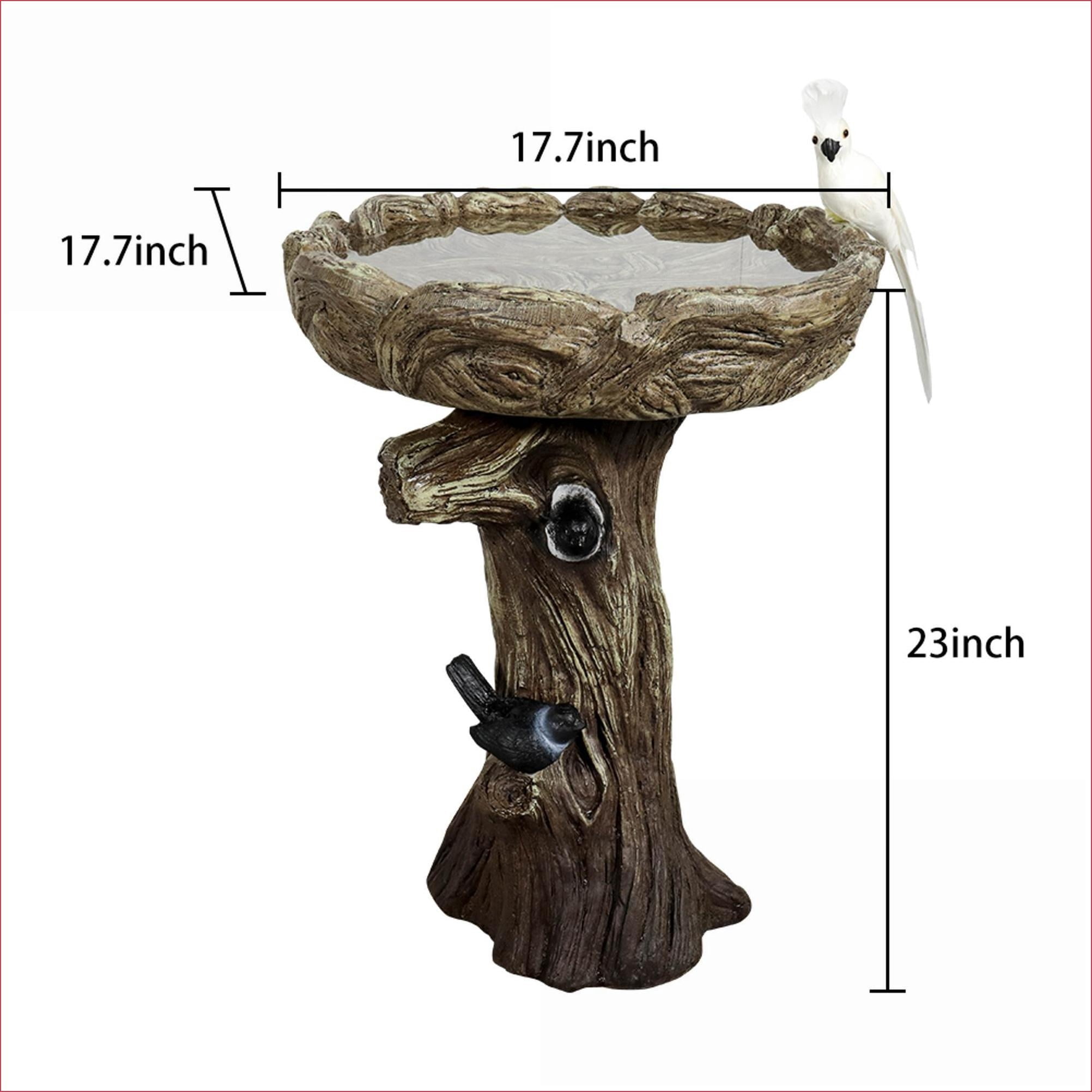 Bird Baths, 23" Tall Wood-Look Freestanding Concrete Pedestal for Garden Patio Yard | Concrete Cement | Birdbath