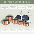 thumbnail image 6 of Nuwave Healthy Duralon Blue Ceramic Nonstick Cookware Set, Diamond Infused Scratch-Resistant, Dishwasher & Oven Safe, Induction Ready & Evenly Heats,Tempered Glass Lids & Stay-Cool Handles, 6 of 8