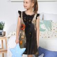 thumbnail image 4 of Fotbe Black Cat in Wildflowers Vestido de Dormir para Niñas de 3 a 10 Años, Mangas Cortas, Estilo Princesa, Pijama Camisón con Mangas Voladas-XX-Large, 4 of 6