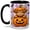 Black, variant on Highland Cow Pumpkin Accent Mug, 11oz Ceramic Coffee Cup for Cow Fans Ceramic mug featuring Highland cow in a jack o lantern with bats and vines