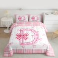 thumbnail image 2 of Feelyou Princess Initial Letter Queen Comforter Set, Bowknot Monogrammed D Bedding Sets, Kawaii Cartoon Bow Reversible Bedding Comforter Set, Breathable Home Decor, 3-Piece, 2 of 8