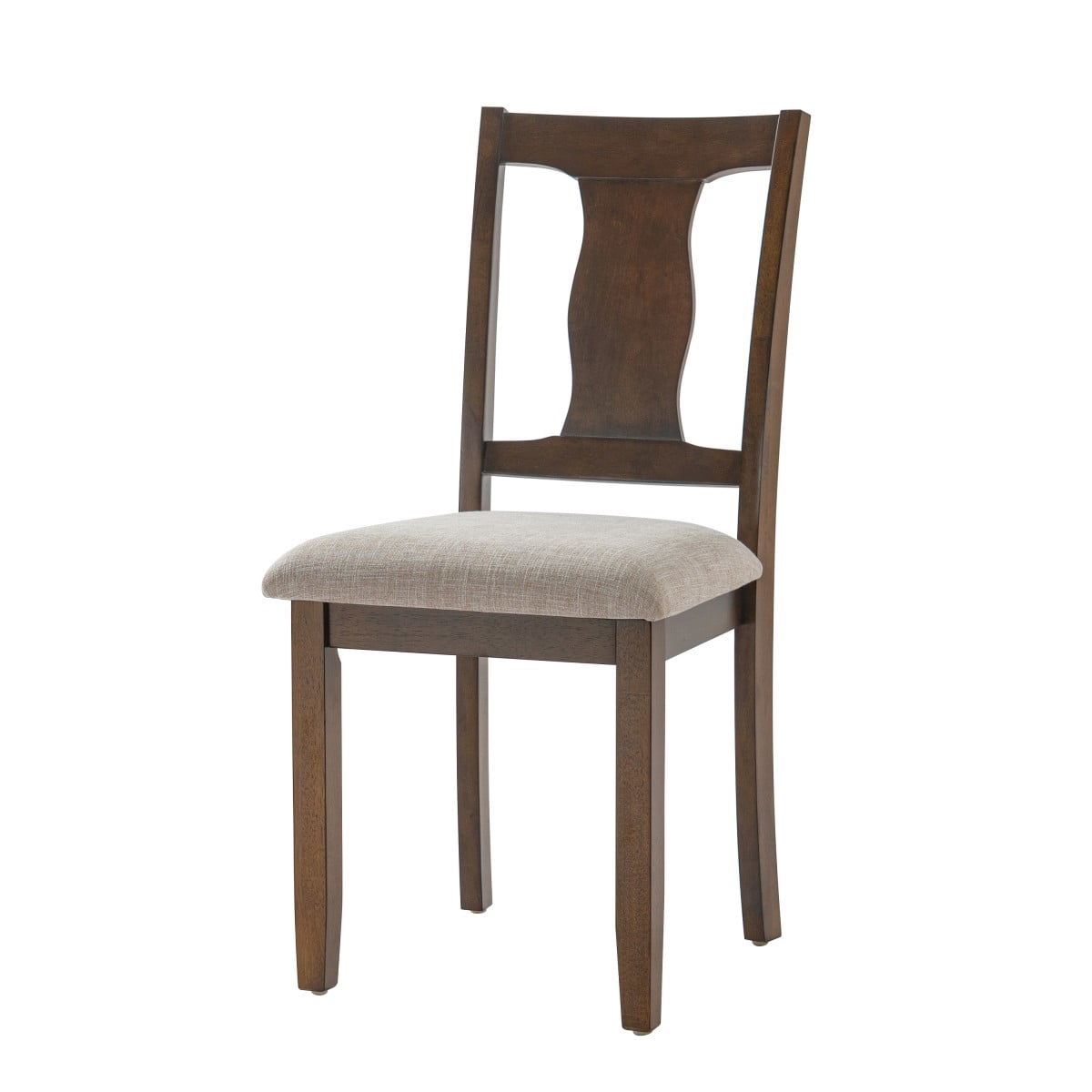 Dining Chairs Set of 2, Mid Century Modern Wood Chairs with Padded Upholstered Seats, High Backrest, Accent Kitchen Chairs, Brown Beige