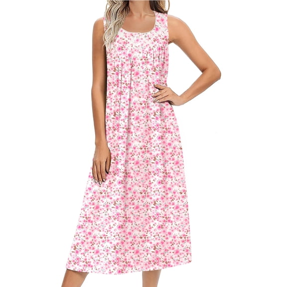 Ekouaer Nightgowns for Women Cotton Long Night Gown Sleeveless Sleep Dress Victorian Nightdress Ladies Sleepwear
