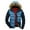 Blue, variant on XMMSWDLA Deals Clearance Tops for Men Hooded Collar Winter Casual Padded Cotton Jacket