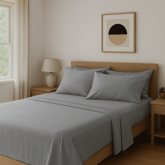 Comfy Bamboo World Series 90gsm 4pc Microfiber Bedsheets Sheet Set, Twin Size Bed, Dark Grey