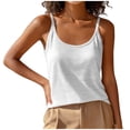 thumbnail image 3 of ClodeEU Women's Round Neck Spaghetti Strap Tank Top ,Solid Color Sleeveless Casual Loose Camisole White,Womens Plus M, 3 of 7