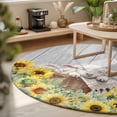 thumbnail image 3 of Round Area Rugs 7Ft, Farmhouse Sheeps Non-Slip Washable Circle Rugs Carpet, Country Cabins Sunflowers Wooden Grain Indoor Outdoor Rug Floor Mats Throw Runner for Bedroom Living Room Bathroom, 3 of 8