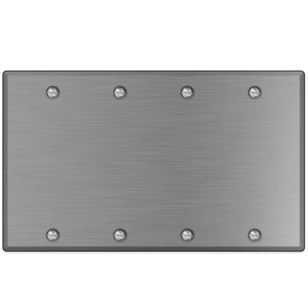 4-Gang Blank Stainless Steel Wall Plate Cover, Made in USA, Standard Size Stainless Steel Blank Light Switch Cover, Cover Plate for Unused Outlets & Electrical Boxes, Matching Screws