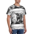 thumbnail image 4 of Yiaed Yak Print Mens Short Sleeve Tight Fit T-Shirt, Crewneck Casual Tee-Large, 4 of 5