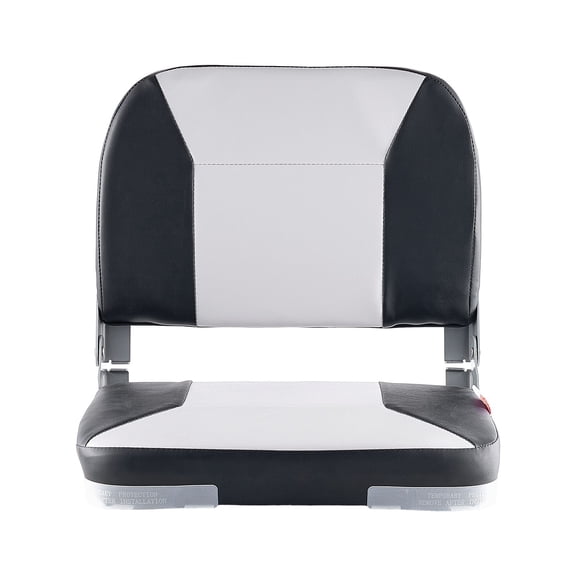 Folding Fishing Boat Seat with Thickened Cushion,Waterproof PVC Leather,Low Backrest Design for Boats,Yachts,and Marine Use,Black&Grey Color