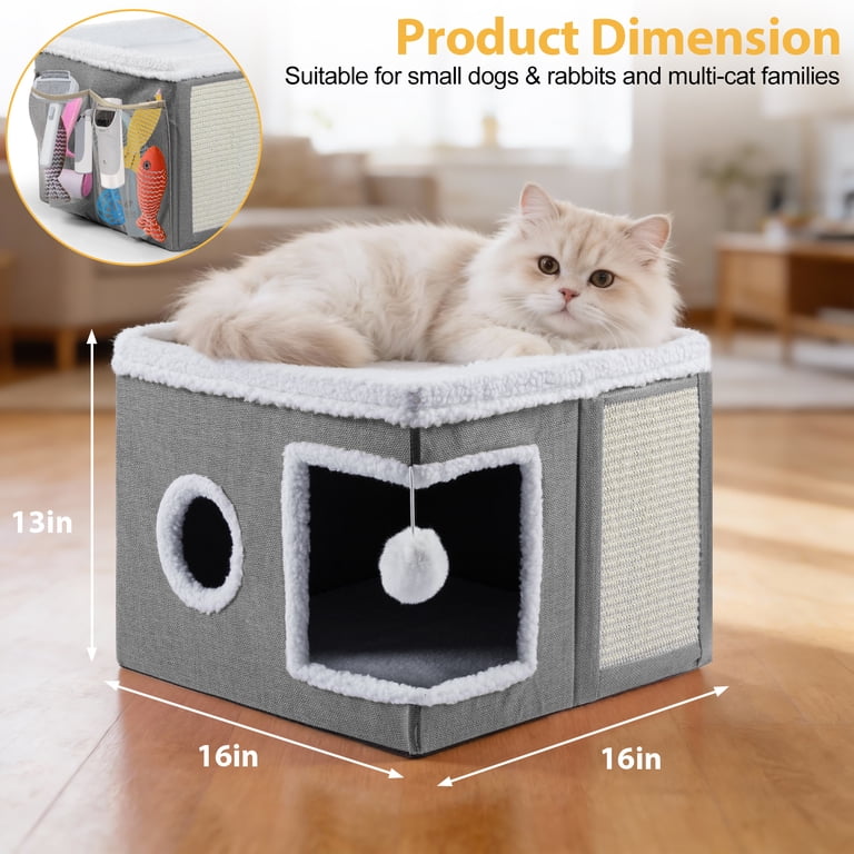 Foldable Cat Cube with Cooling Mat and Scratch Pad photo 2
