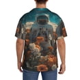thumbnail image 3 of Sikiie Astronaut Flower Field Men's Cuban Shirt, Hawaiian Shirts, Business Casual Button Down Shirts, Short Sleeve Shirt-Large, 3 of 5