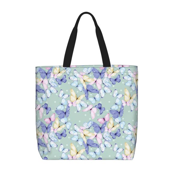 Naloa Colorful Butterfly Tote Bag for Women, Foldable Tote Bag With Zipper, Large Shoulder Bag, Top Handle Handbag for Travel, Work, Shopping
