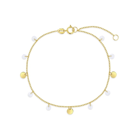 14k Gold 5.5-6.5" Coin Dangle Kids / Children's / Girls Bracelet