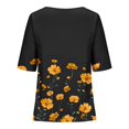 thumbnail image 4 of Tops de Lino para Mujeres Imprimir Suéter Cuello Redondo Manga Corta Superior Poliéster, Blusa de Moda Casual para la Primavera Y el Verano, 4 of 5